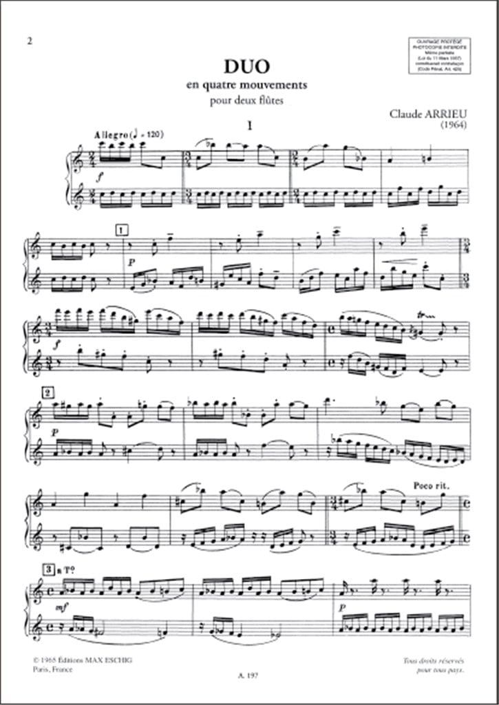 Duo En Quatre Mouvements, Pour Deux Flutes
